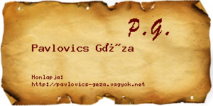 Pavlovics Géza névjegykártya