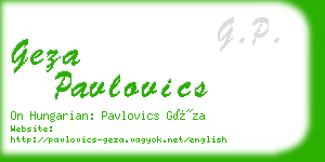 geza pavlovics business card